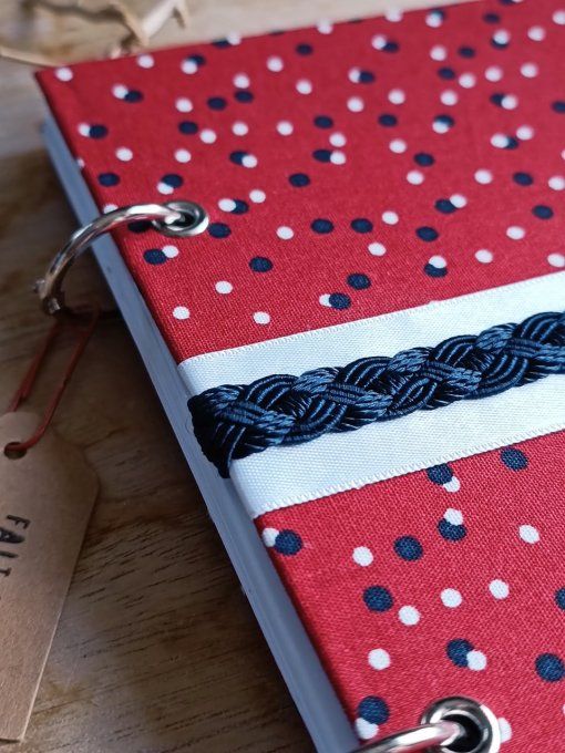 Carnet de notes ou Agenda rechargeable " Le Kimono" en tissu à pois - Fait Main