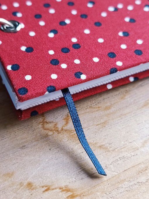 Carnet de notes ou Agenda rechargeable " Le Kimono" en tissu à pois - Fait Main