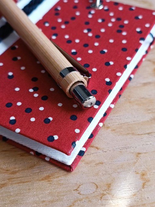 Carnet de notes ou Agenda rechargeable " Le Kimono" en tissu à pois - Fait Main