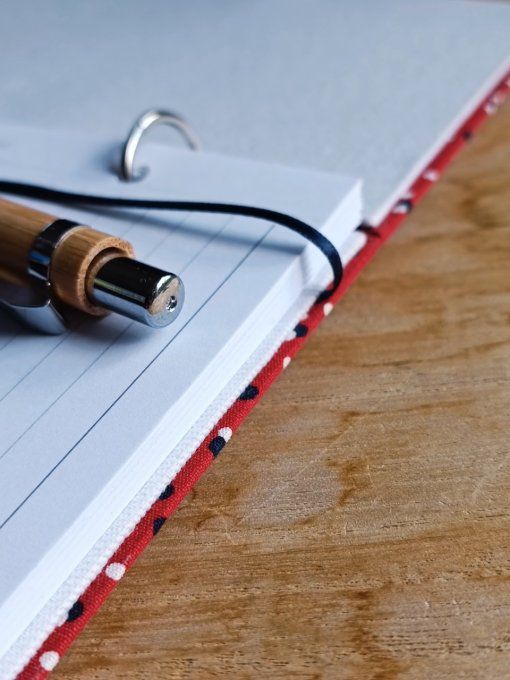 Carnet de notes ou Agenda rechargeable " Le Kimono" en tissu à pois - Fait Main