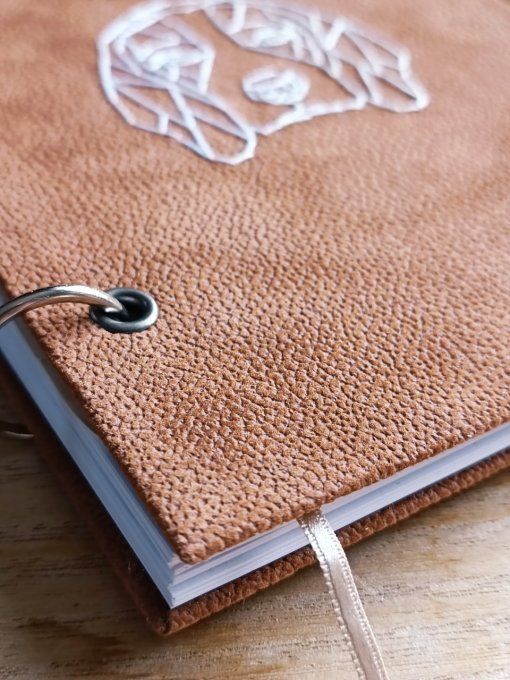 Carnet de notes / Agenda rechargeable " Le Chien" en simili cuir - Fait Main