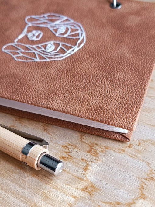 Carnet de notes / Agenda rechargeable " Le Chien" en simili cuir - Fait Main