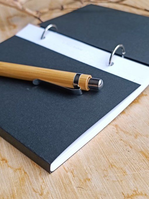 Carnet de notes ou Agenda rechargeable " Le Chat " - Noir - Fait main 