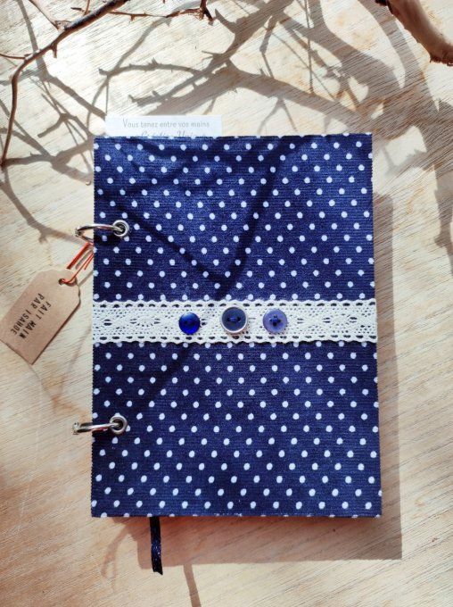 Carnet de notes ou Agenda "Petits Pois " Fait Main en tissu - Rechargeable 