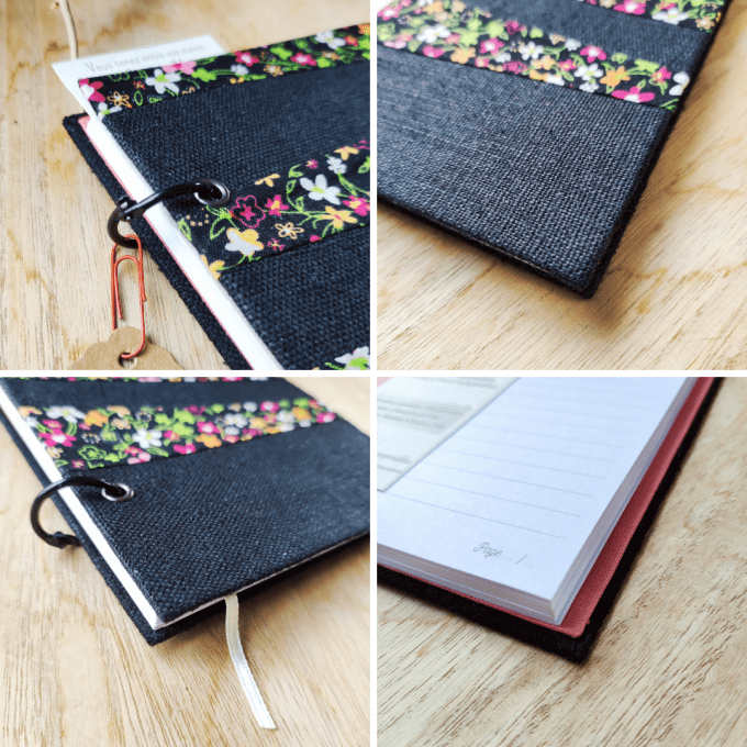 Carnet de notes ou Agenda " Patchwork Fleuri " Fait Main en tissu - Rechargeable