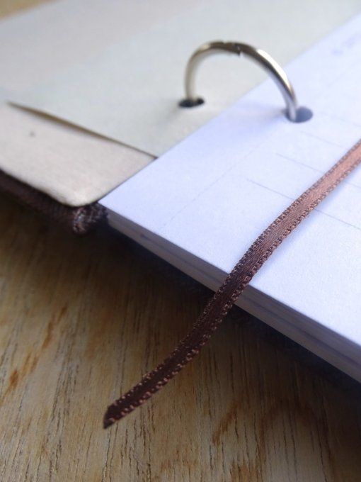 Carnet de notes ou Agenda rechargeable " Mappemonde " - Simili cuir revalorisé marron - Fait main 