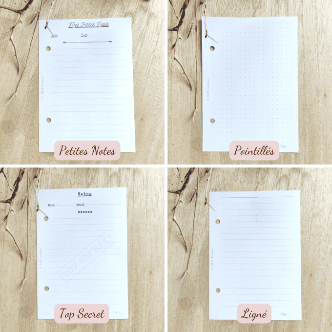 Carnet de notes ou Agenda rechargeable " Mappemonde " - Simili cuir revalorisé marron - Fait main 